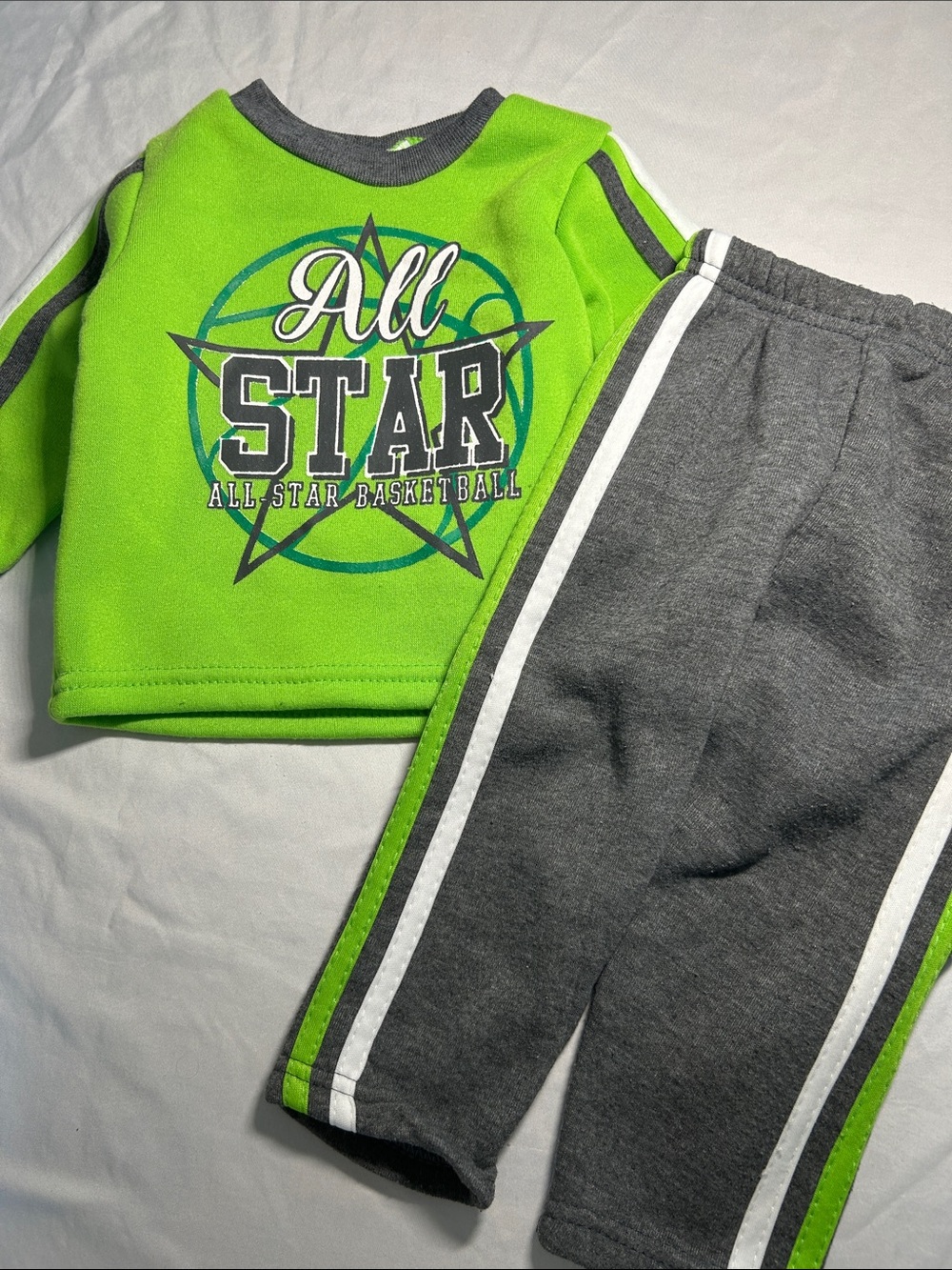 Tuff Guys All Star Green & Gray Baby Sweatpants Set